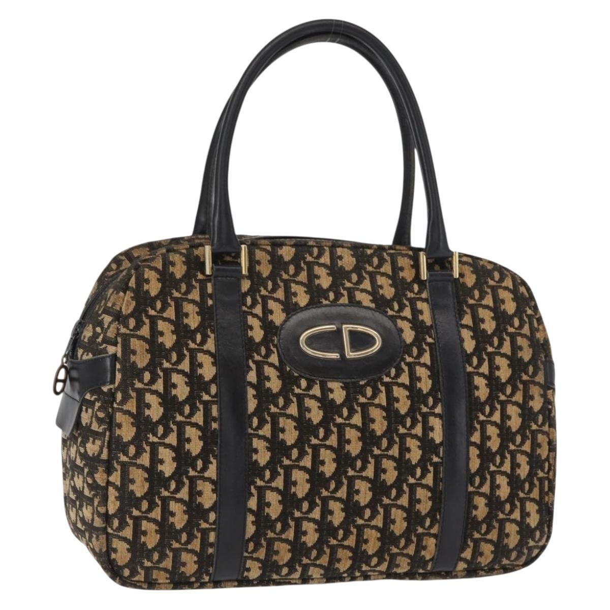 Christian Dior Vintage Trotter Romantique Boston Diorissimo Coated Canvas Navy Canvas Shoulder Bag Bag (Pre-Owned)