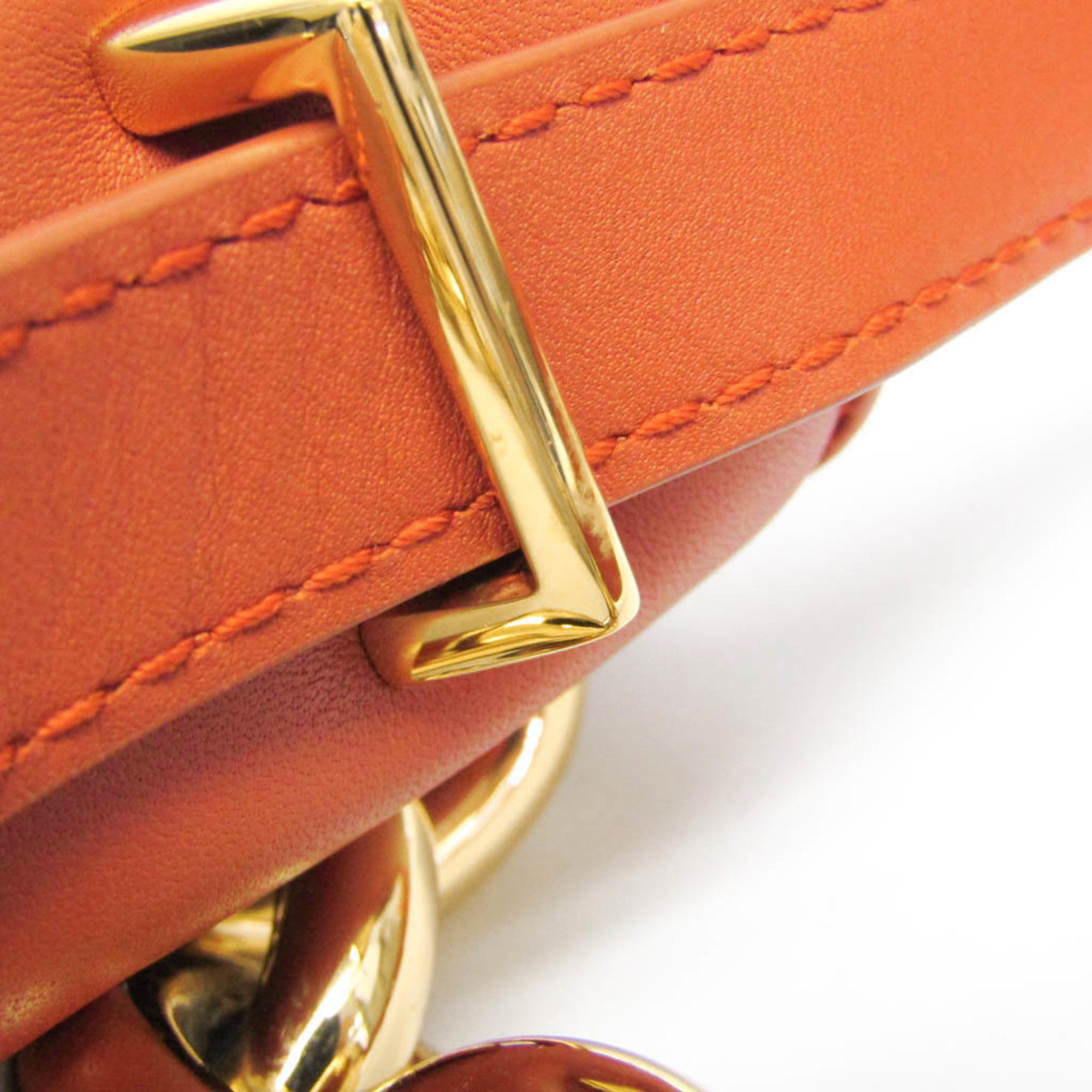 Bottega Veneta Mount Leather Orange Leather Shoulder Bag Bag (Pre-Owned)