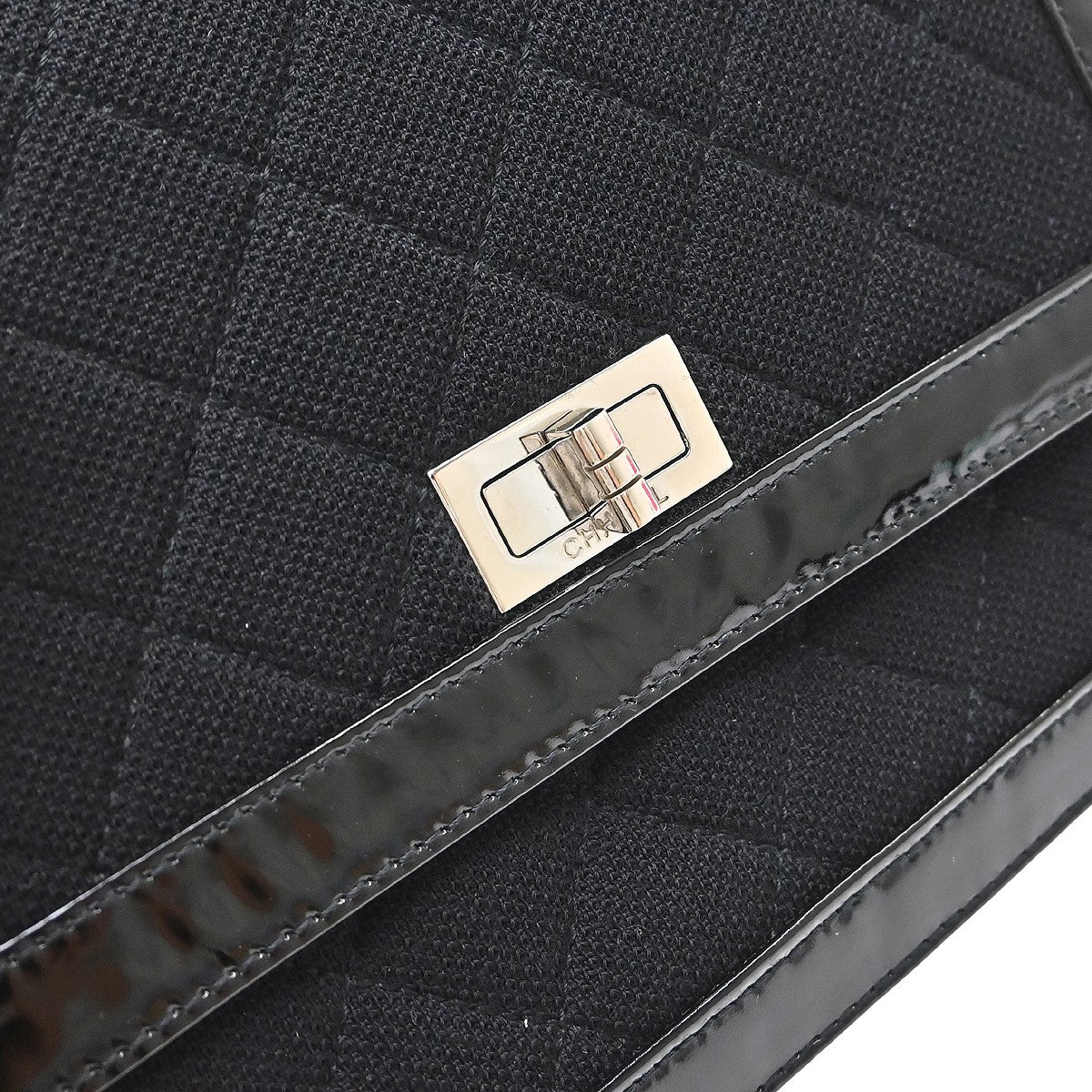 Chanel Reissue Flap Quilted Jersey With Patent Black Canvas Shoulder Bag Bag (Pre-Owned)