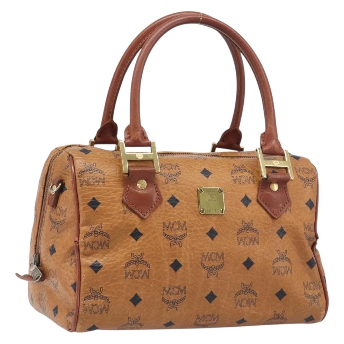 MCM Visetos Logogramme Leather Brown Leather Handbag (Pre-Owned)