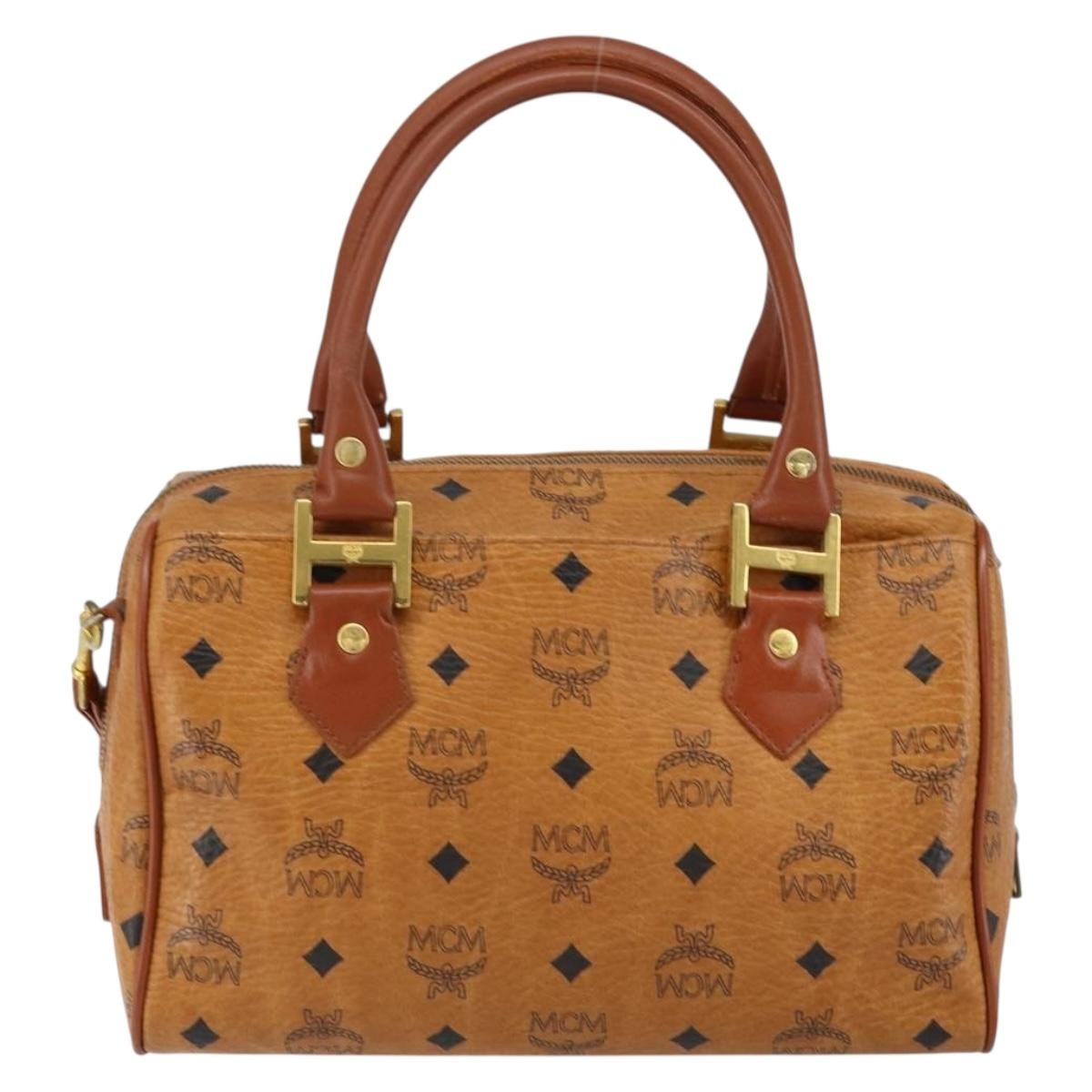 MCM Visetos Canvas And Leather Brown Canvas Handbag (Pre-Owned)