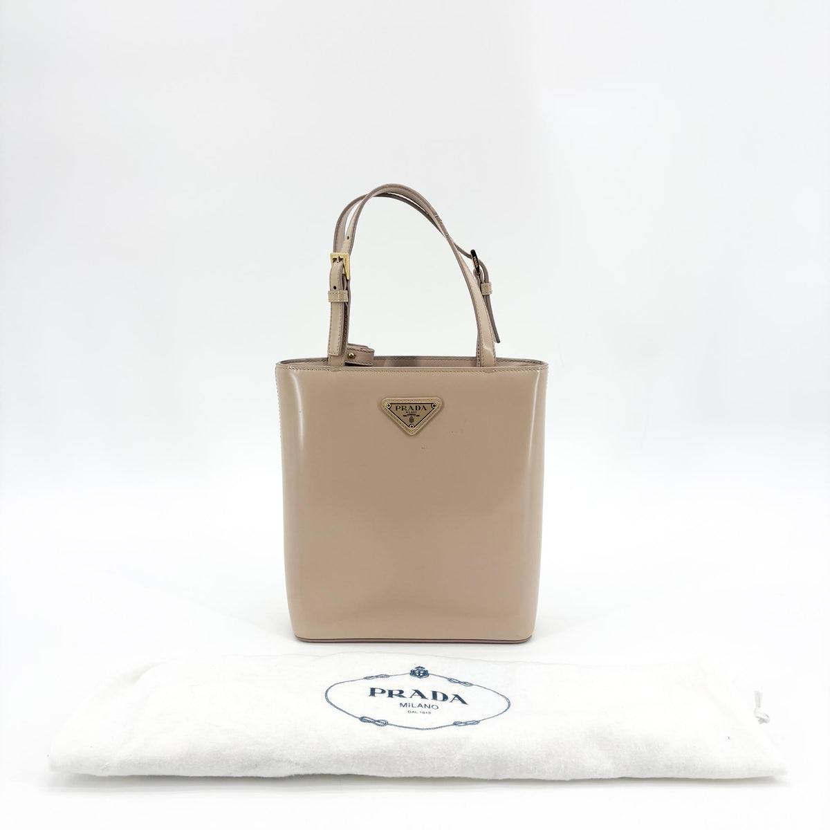 Prada Monochrome Panier Bucket Saffiano Leather Beige Leather Handbag (Pre-Owned)