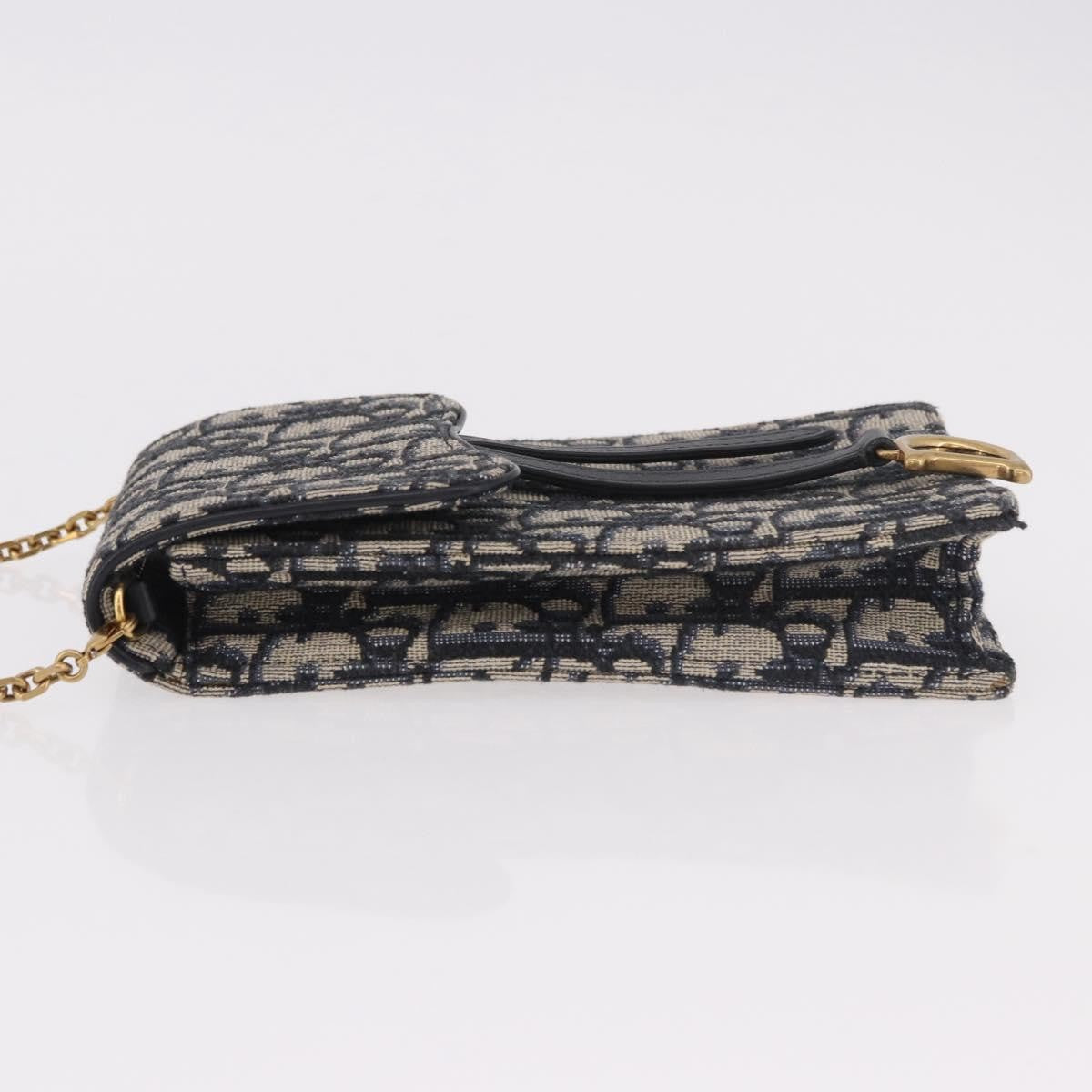 Christian Dior Vertical Saddle Chain Oblique Canvas Navy Canvas Clutche & Pouche Bag (Pre-Owned)