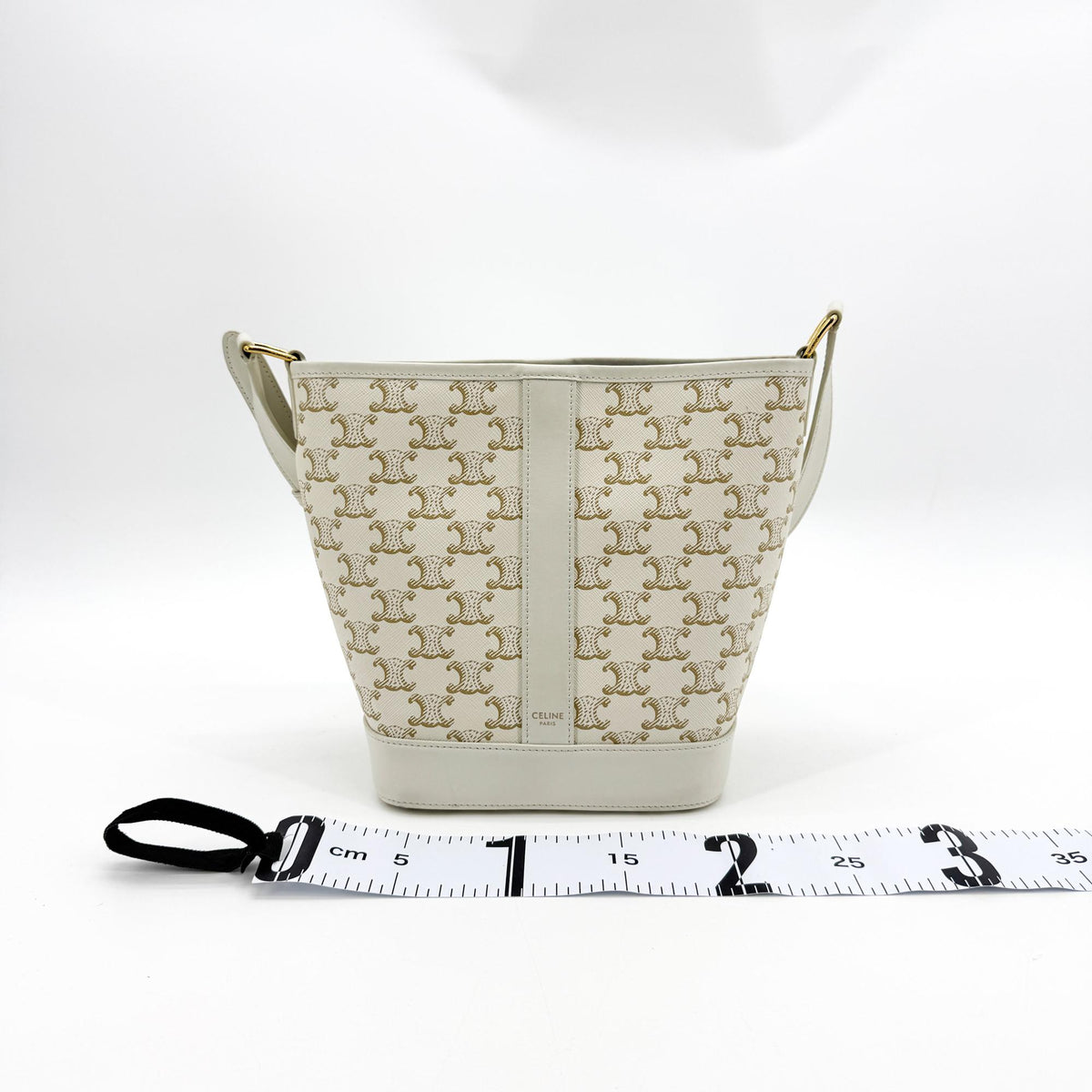 Celine Bucket Triomphe Canvas White Canvas Shoulder Bag Bag (Pre-Owned)