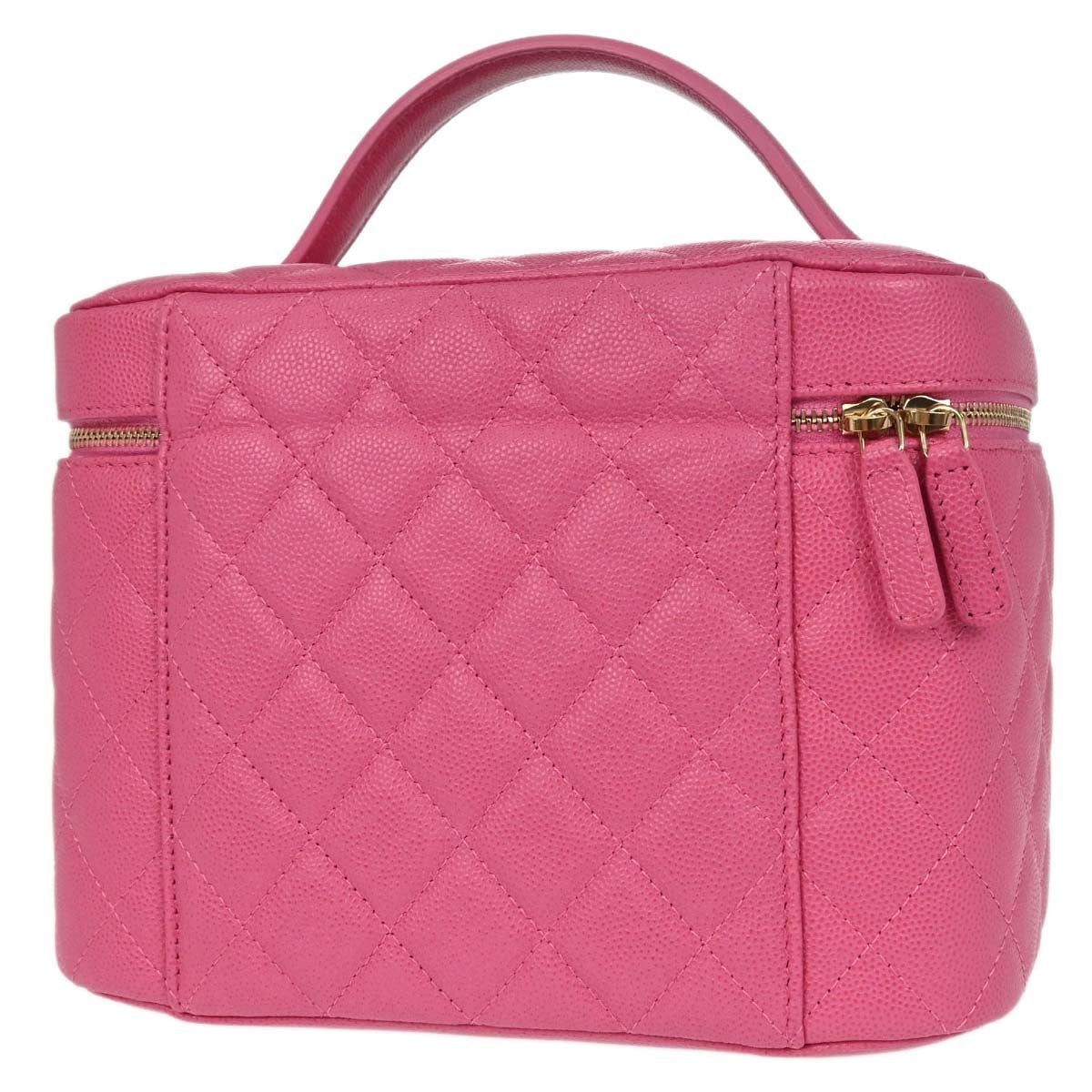Chanel Vintage Timeless Cosmetic Case Caviar Pink Leather Handbag (Pre-Owned)