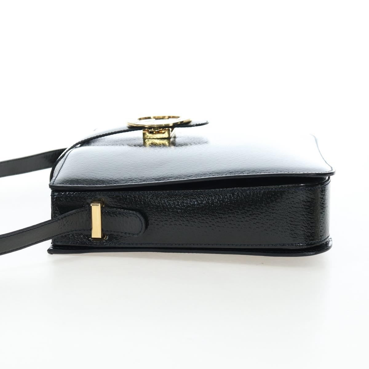 Celine Vintage Logo Ring Shoulder Bag Patent Leather Green Patent_Leather Shoulder Bag Bag (Pre-Owned)