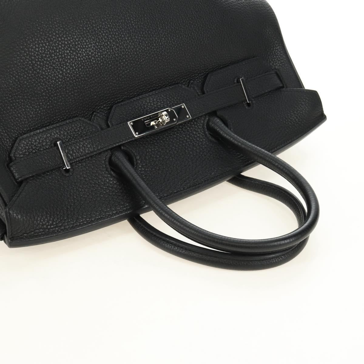 Hermes Birkin Black Clemence With Palladium Hardware Black Leather Handbag (Pre-Owned)