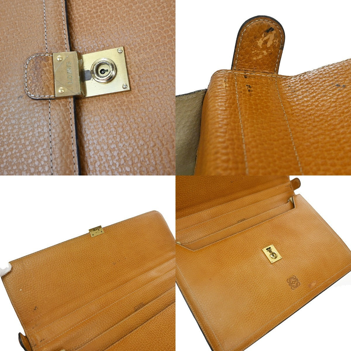 Loewe Anagram Business Leather Brown Leather Briefcase Bag (Pre-Owned)