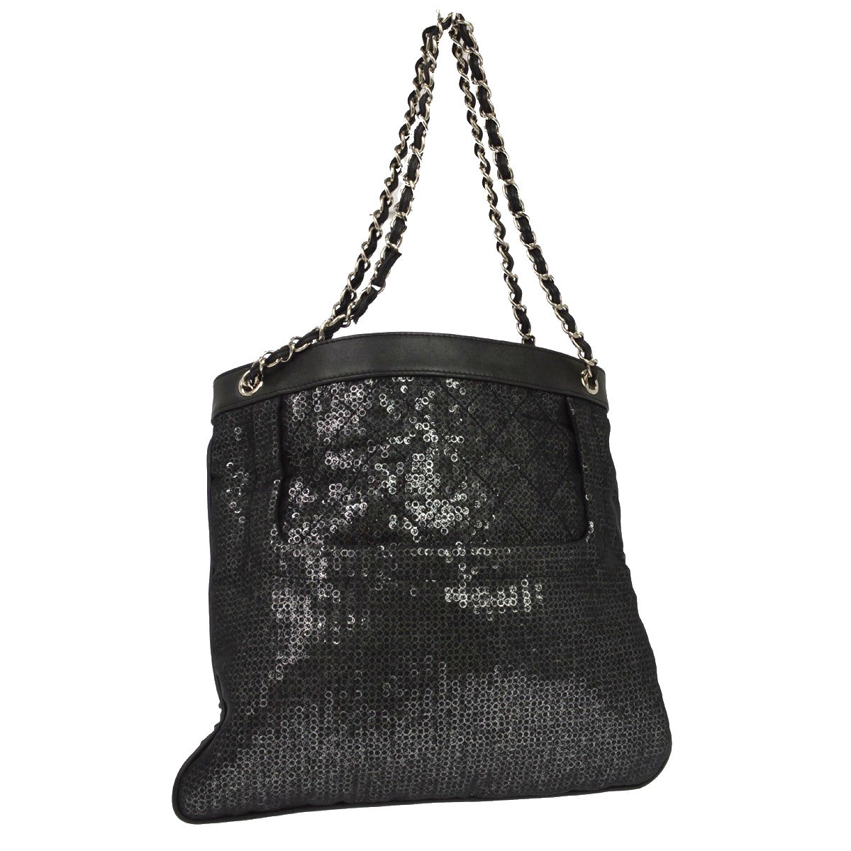 Chanel Hidden Sequins Sequins Black Mesh Shoulder Bag Bag (Pre-Owned)