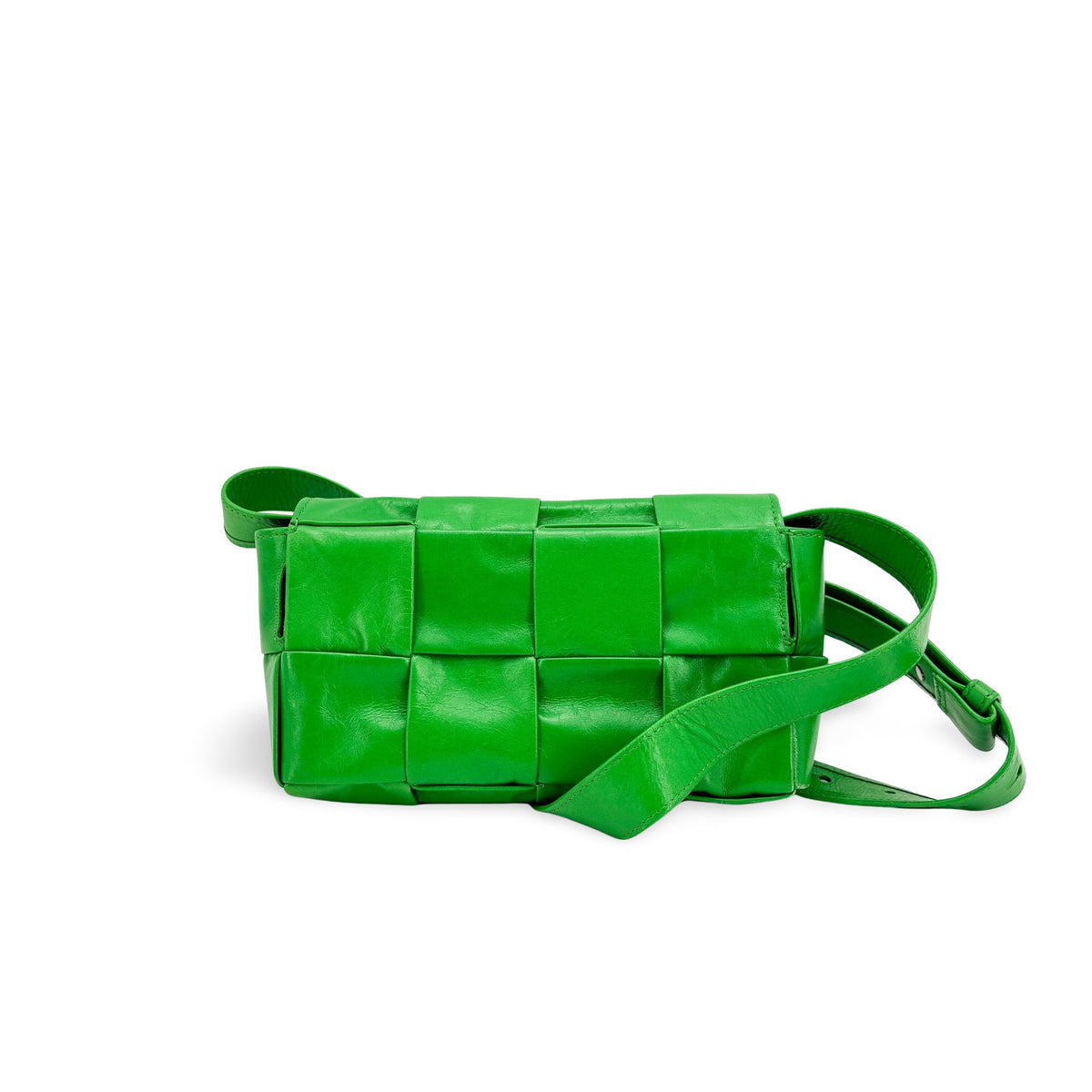 Bottega Veneta Cassette Belt Maxi Intrecciato Leather Green Leather Clutche & Pouche Bag (Pre-Owned)