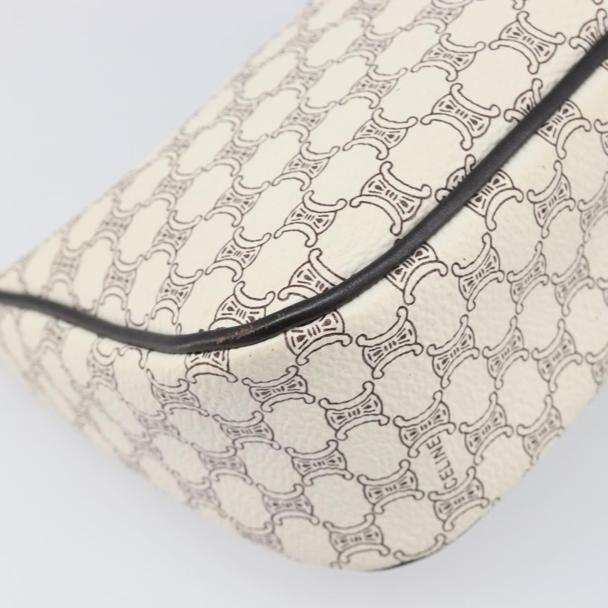 Celine Triomphe Macadam Zip Shoulder Bag Canvas White Pvc Clutche & Pouche Bag (Pre-Owned)