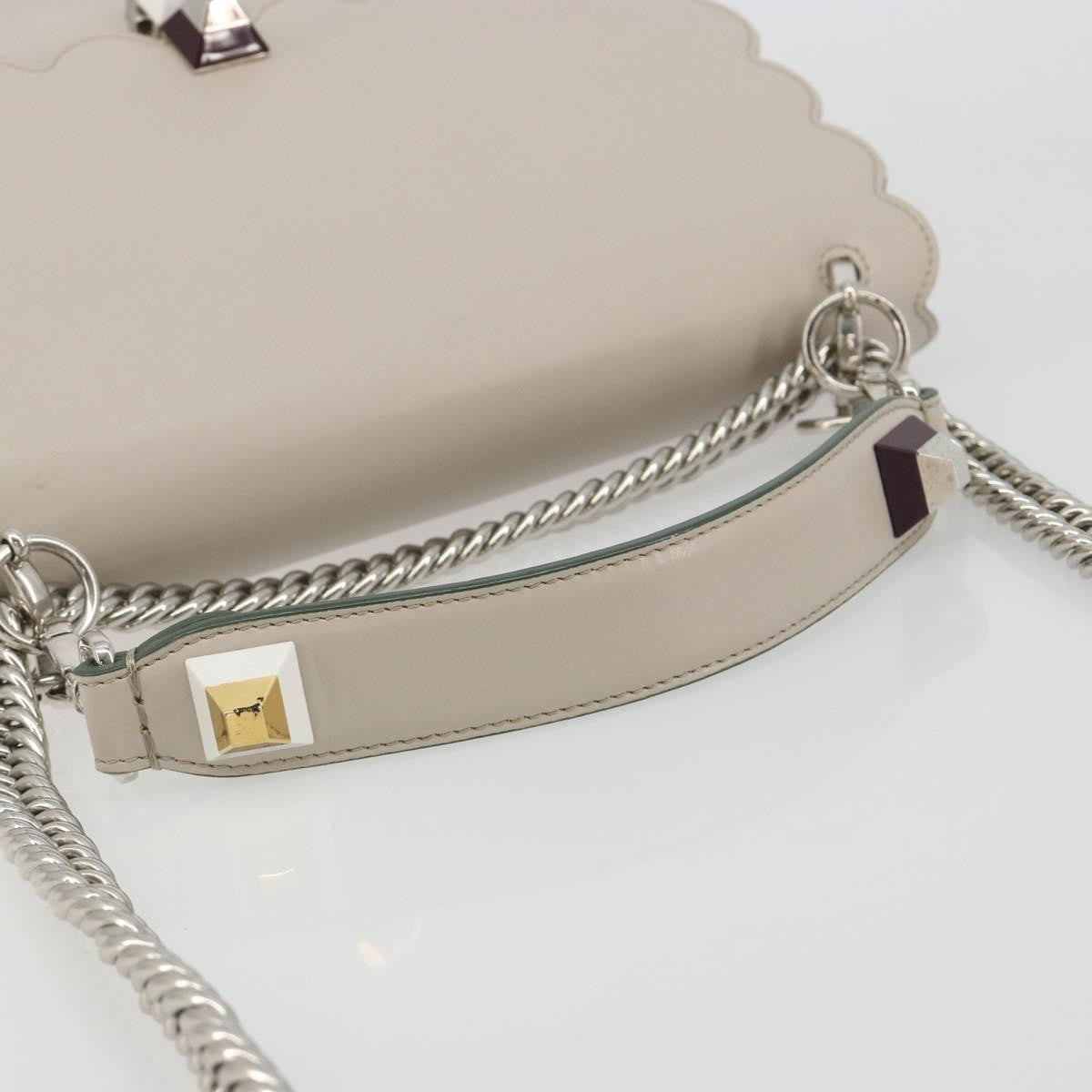 Fendi Kan I Leather Gray Leather Shoulder Bag Bag (Pre-Owned)