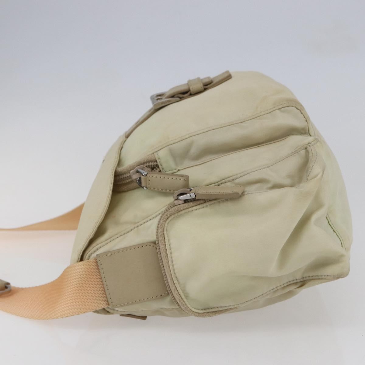 Prada Buckle Messenger Tessuto Beige Nylon Shoulder Bag Bag (Pre-Owned)