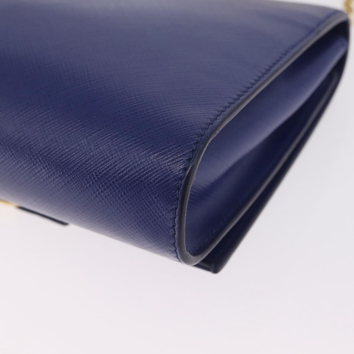 Salvatore Ferragamo Vala Chain Leather Blue Leather Shoulder Bag Bag (Pre-Owned)