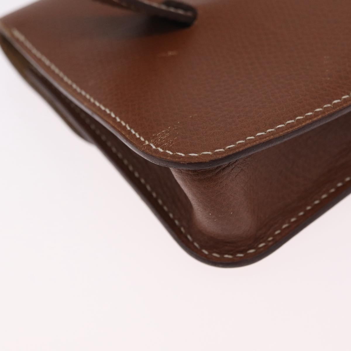 Hermes Pochette Green Waist Leather Brown Leather Handbag (Pre-Owned)