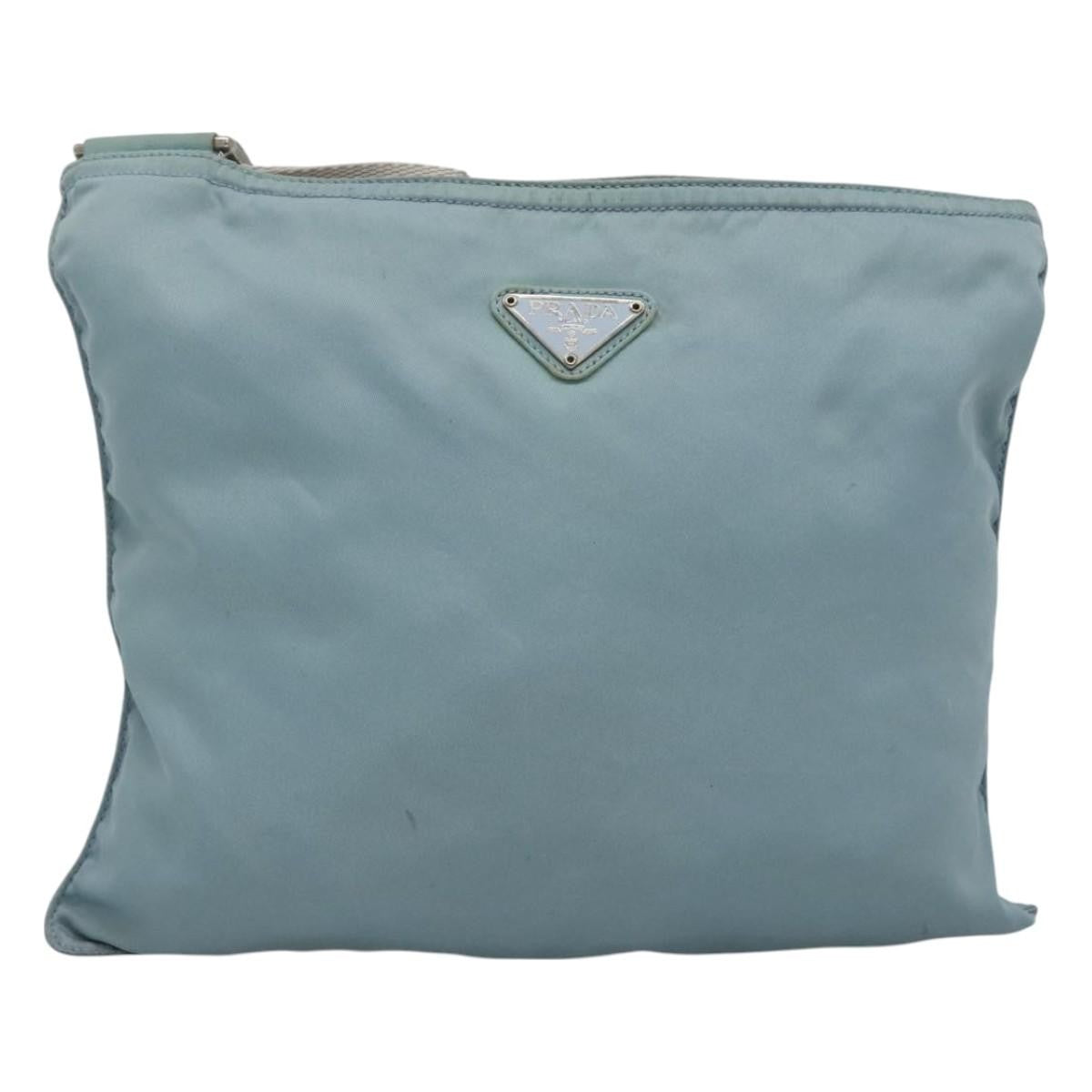 Prada Flat Messenger Tessuto Blue Nylon Shoulder Bag Bag (Pre-Owned)