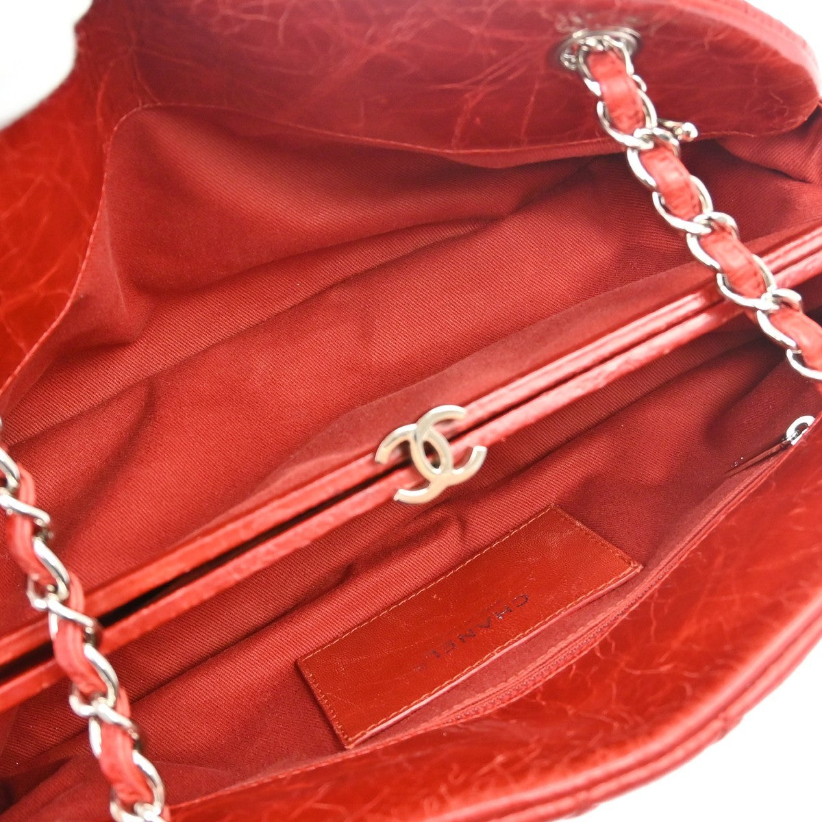 Chanel Just Mademoiselle Quilted Aged Calfskin Red Leather Shoulder Bag Bag (Pre-Owned)