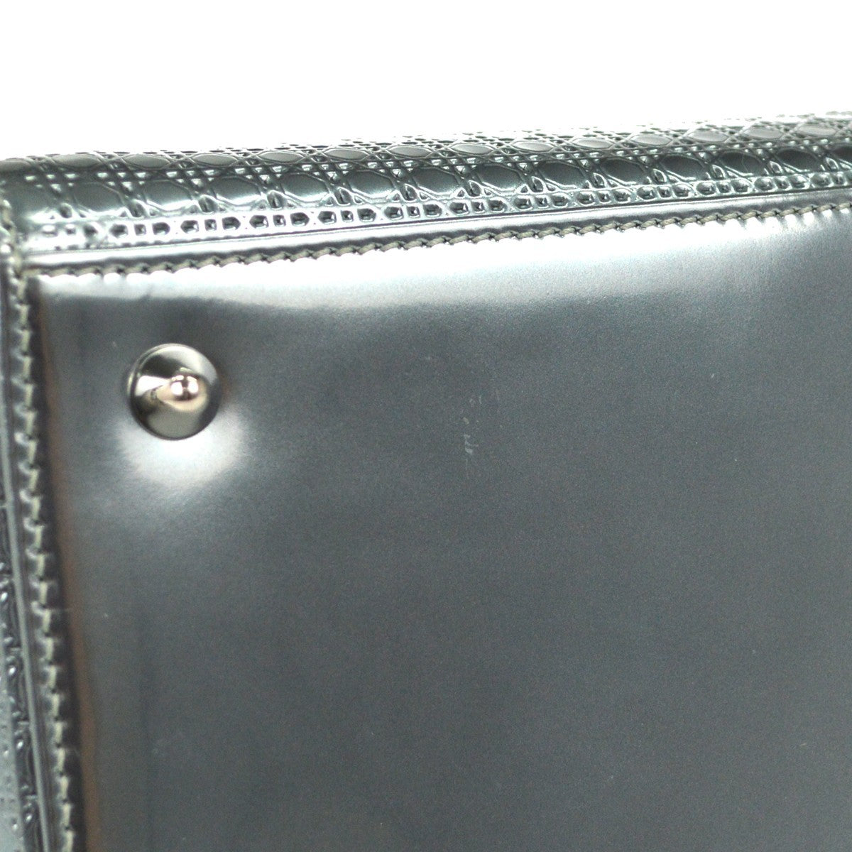 Christian Dior Lady Dior Micro Cannage Metallic Calfskin Metallic Leather Handbag (Pre-Owned)