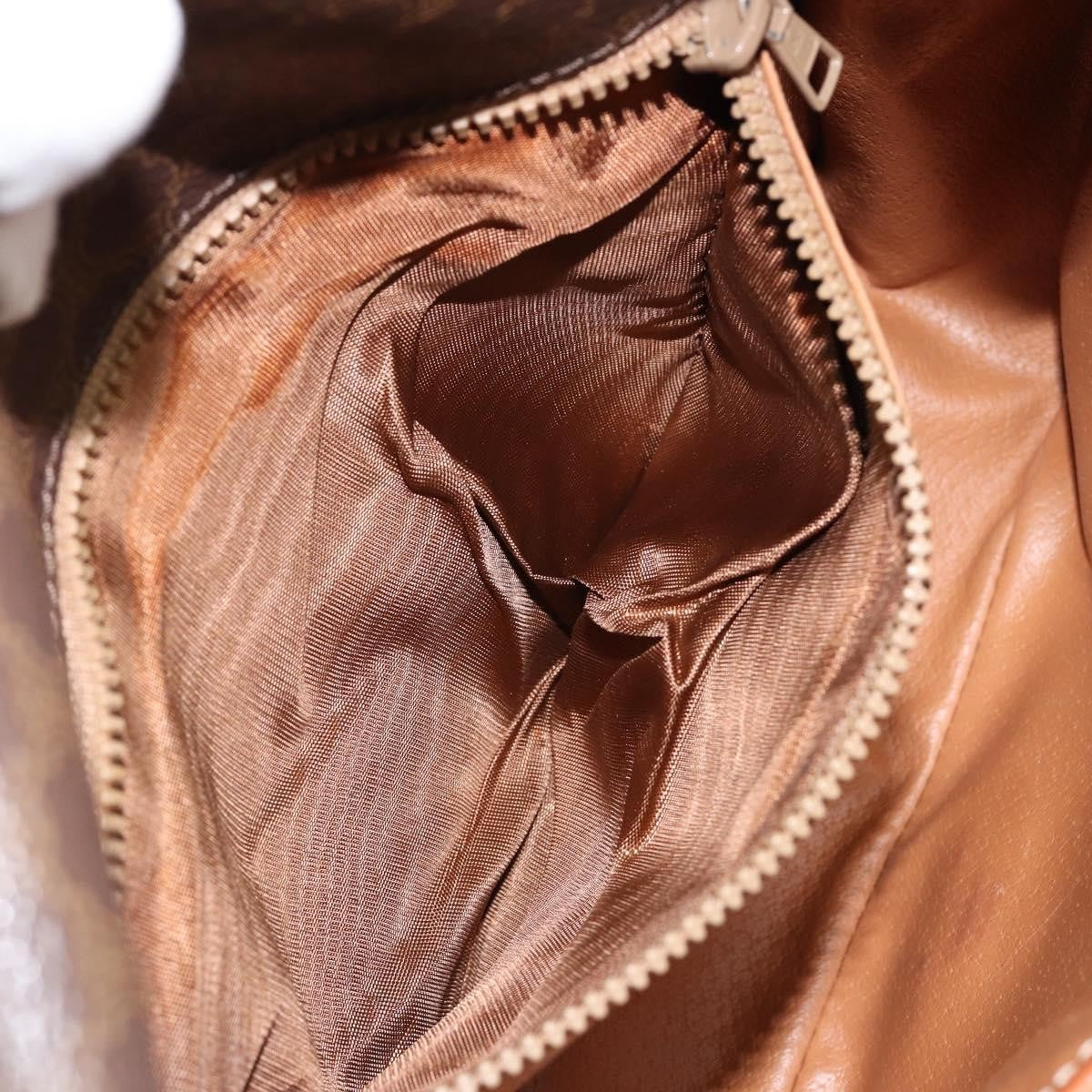 Celine Vintage Macadam Canvas And Leather Brown Canvas Shoulder Bag Bag (Pre-Owned)