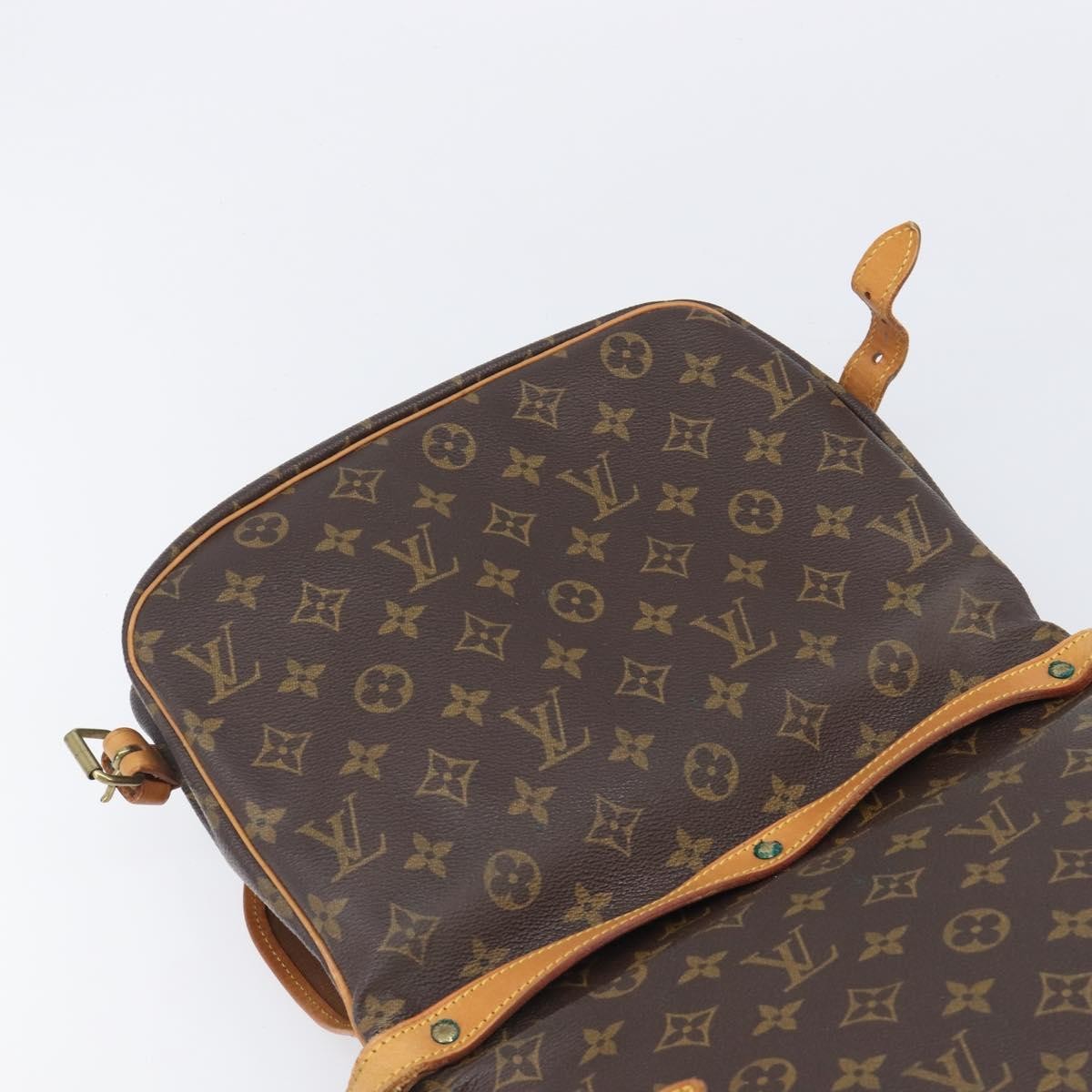 Louis Vuitton Saumur Monogram Canvas Brown Canvas Shoulder Bag Bag (Pre-Owned)
