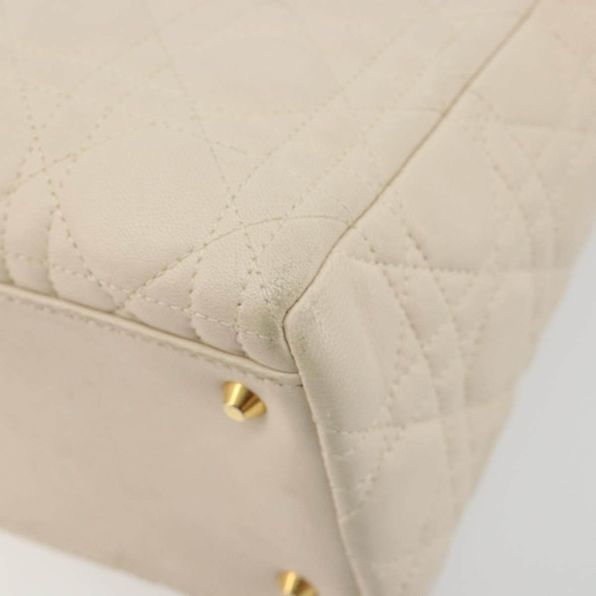 Christian Dior Lady Dior Cannage Quilt Lambskin White Leather Handbag (Pre-Owned)