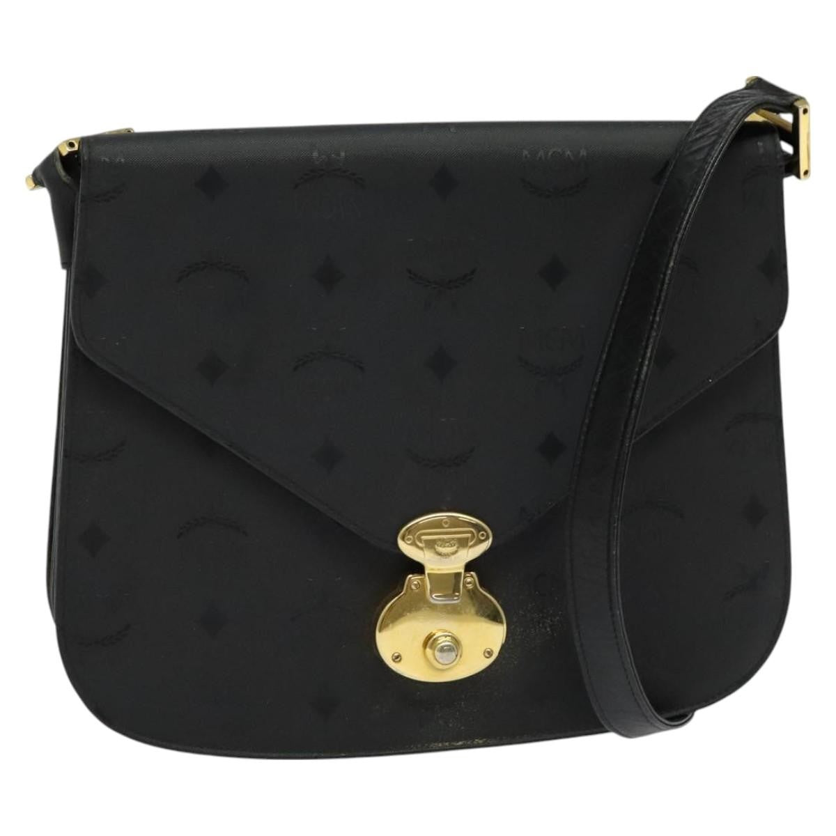 MCM Vintage Leather Black Canvas Handbag (Pre-Owned)