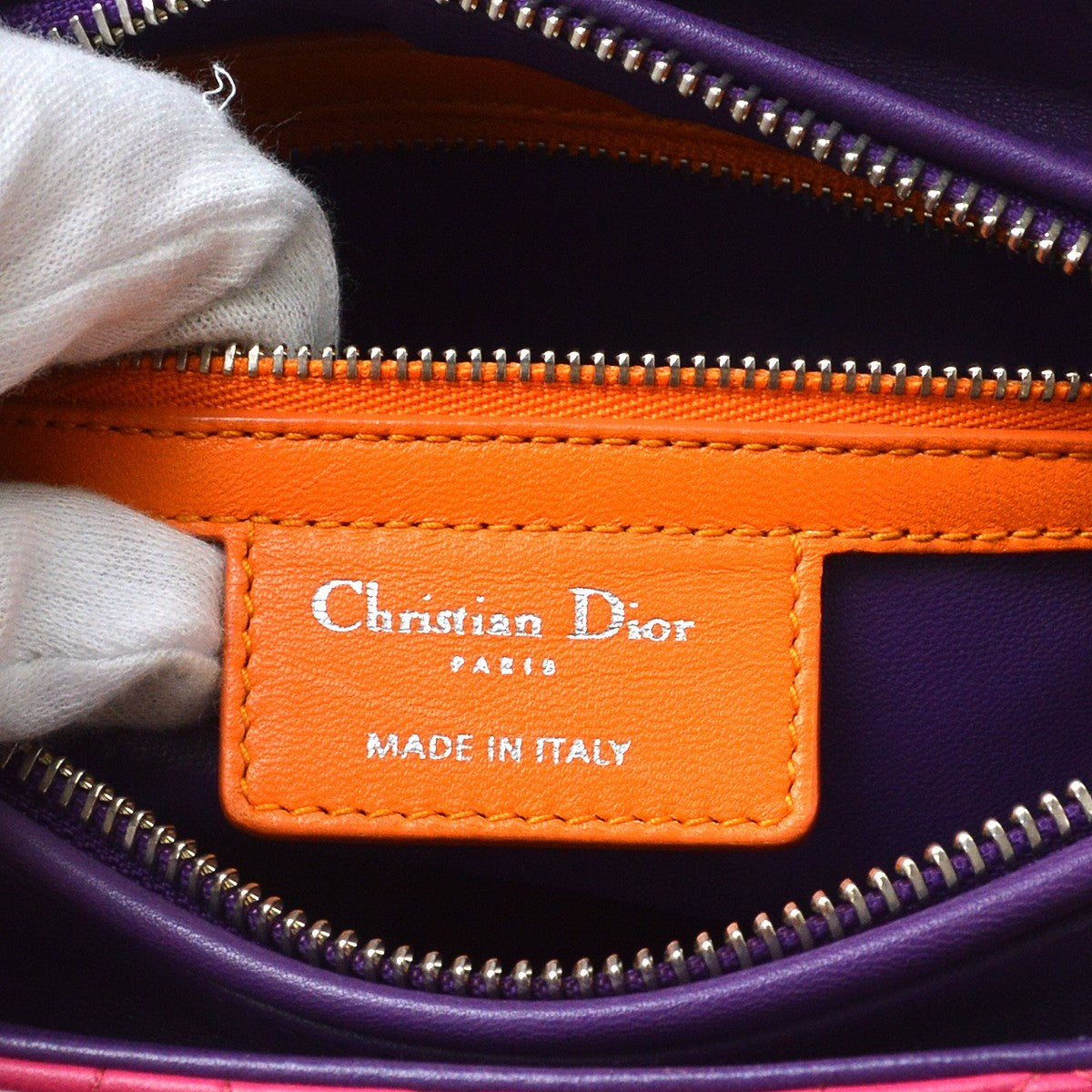 Christian Dior Tricolor Lady Dior Cannage Quilt Leather Multicolour Leather Handbag (Pre-Owned)