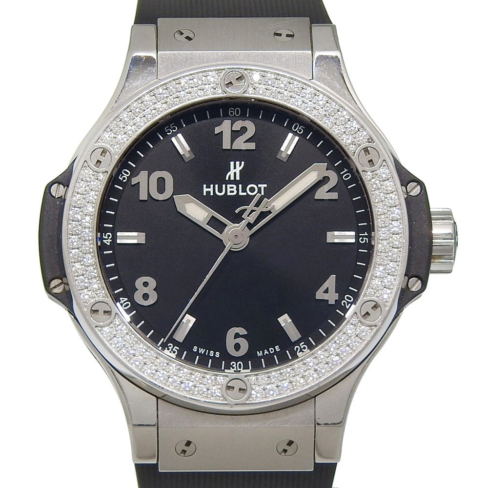 Hublot Big Bang Quartz Stainless Steel And Rubber With Diamond Bezel Watch (Pre-Owned)