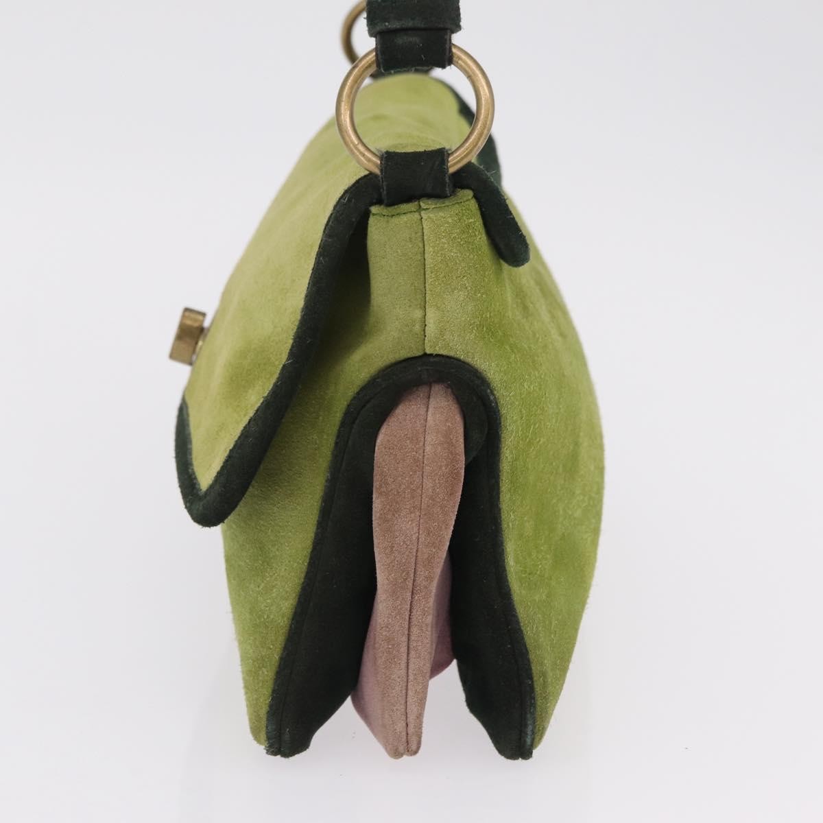 Miu Miu Vintage Flap Bag Suede Green Suede Handbag (Pre-Owned)