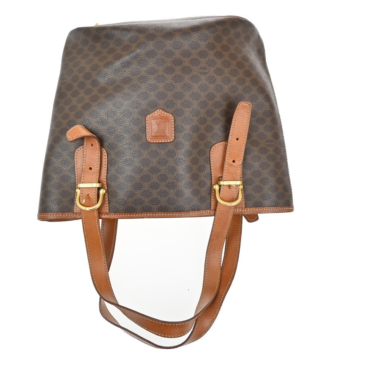 Celine Vintage Macadam Canvas And Leather Brown Canvas Tote Bag Bag (Pre-Owned)