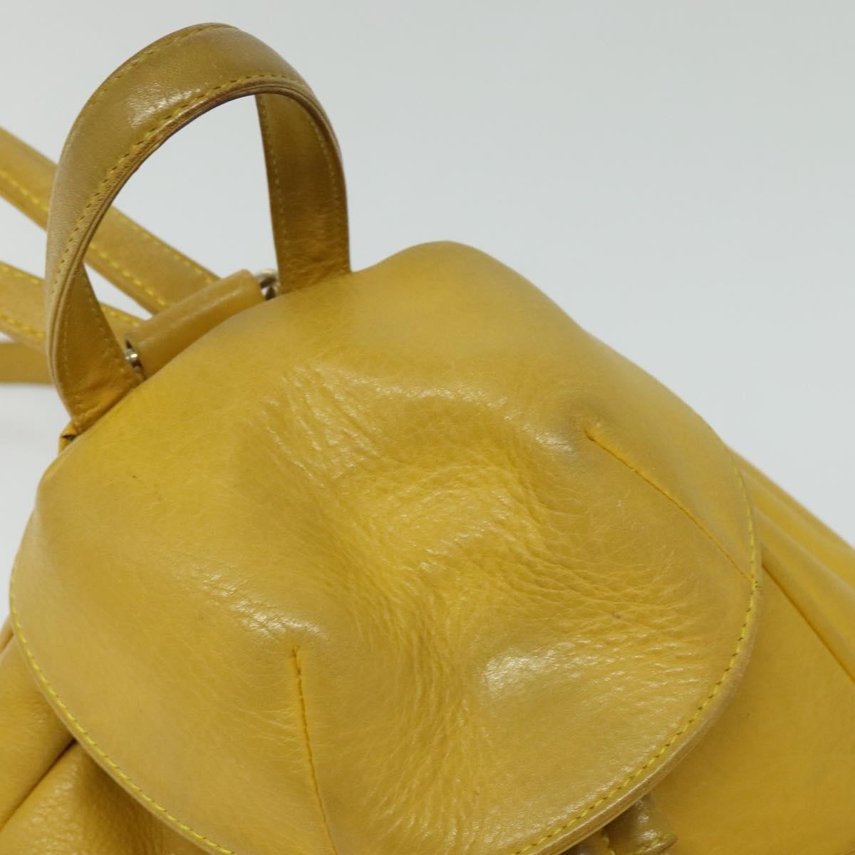 Christian Dior Vintage Flap Leather Yellow Leather Backpack Bag (Pre-Owned)