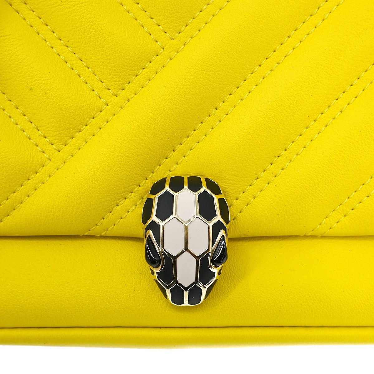 Bvlgari Serpenti Cabochon Diagonal Quilted Leather Yellow Leather Shoulder Bag Bag (Pre-Owned)