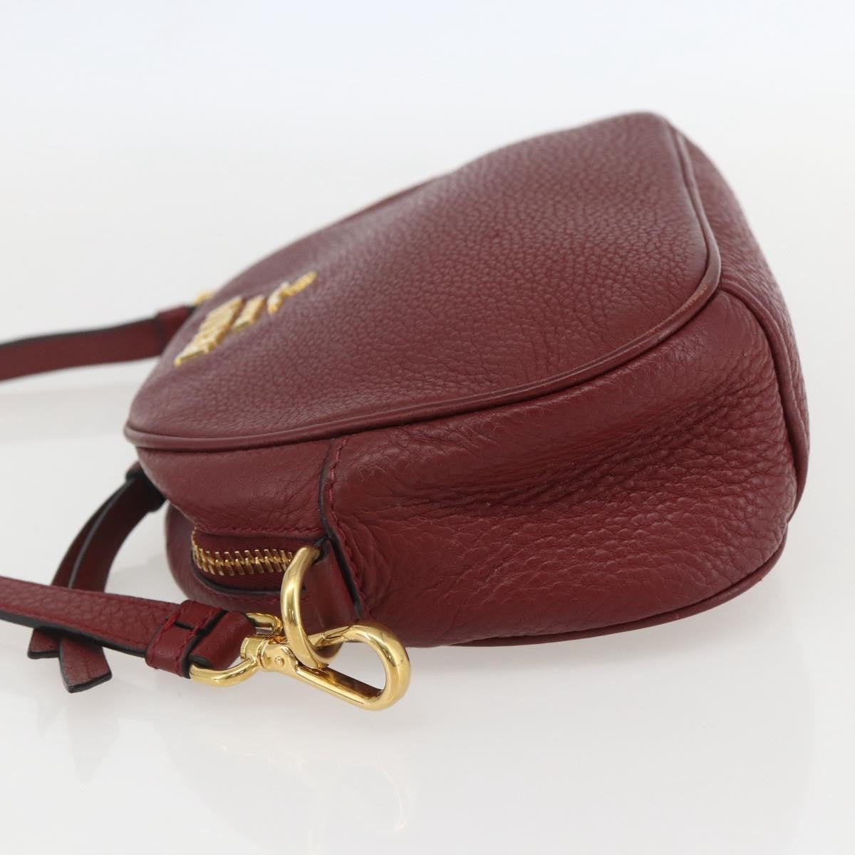 Prada Dual Strap Vitello Daino Burgundy Leather Shoulder Bag Bag (Pre-Owned)