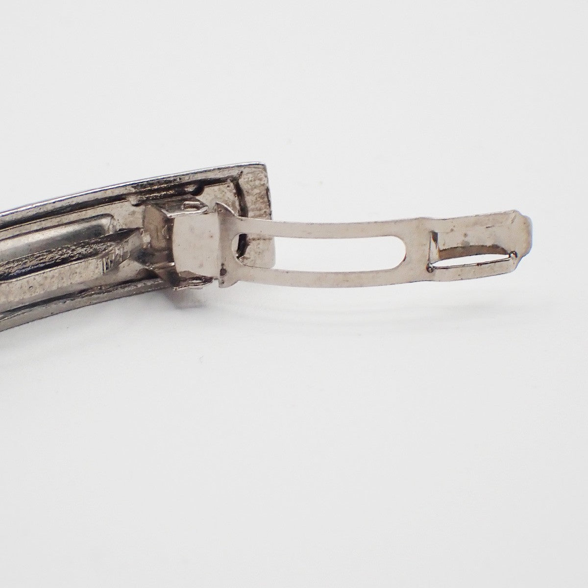 Chanel Logo Hair Barrette Metal Silver Metal Head Accessory Accessory (Pre-Owned)