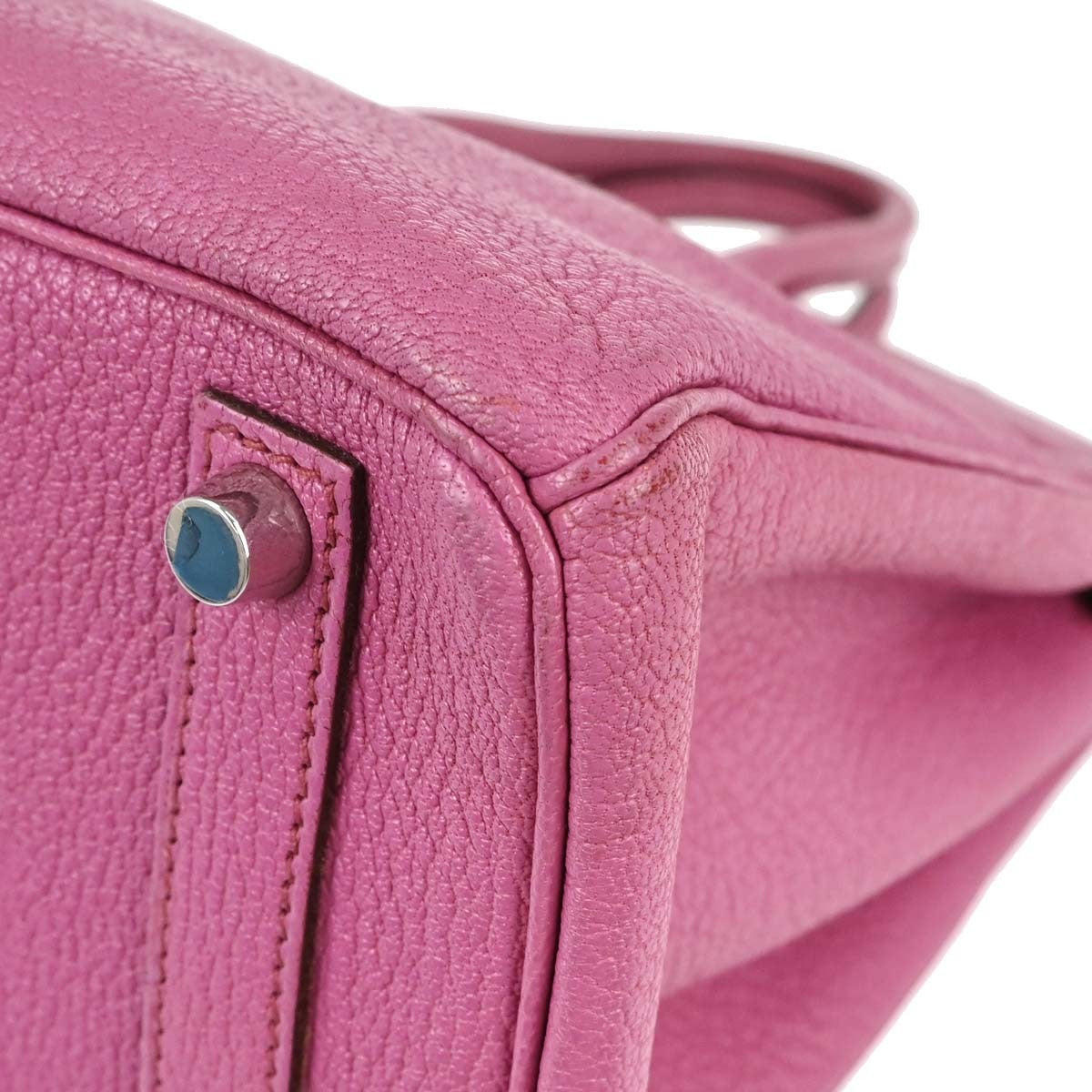 Hermes Hac Birkin Pink Chevre De Coromandel With Palladium Hardware Pink Leather Handbag (Pre-Owned)
