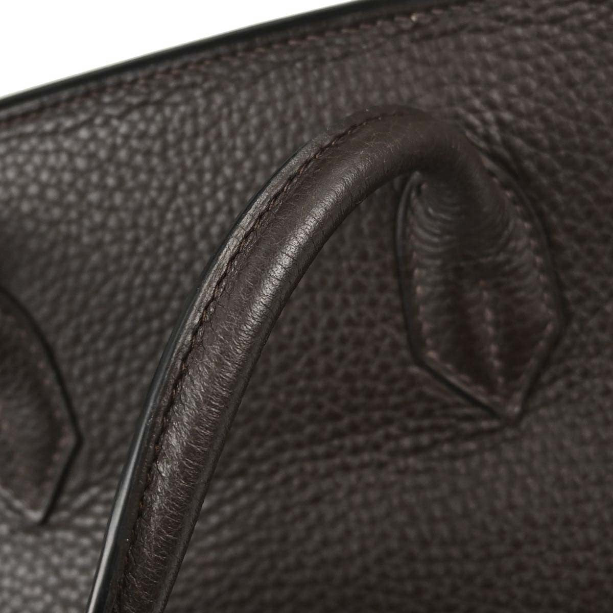 Hermes Birkin Chocolat Taurillon Clemence Brown Leather Handbag (Pre-Owned)