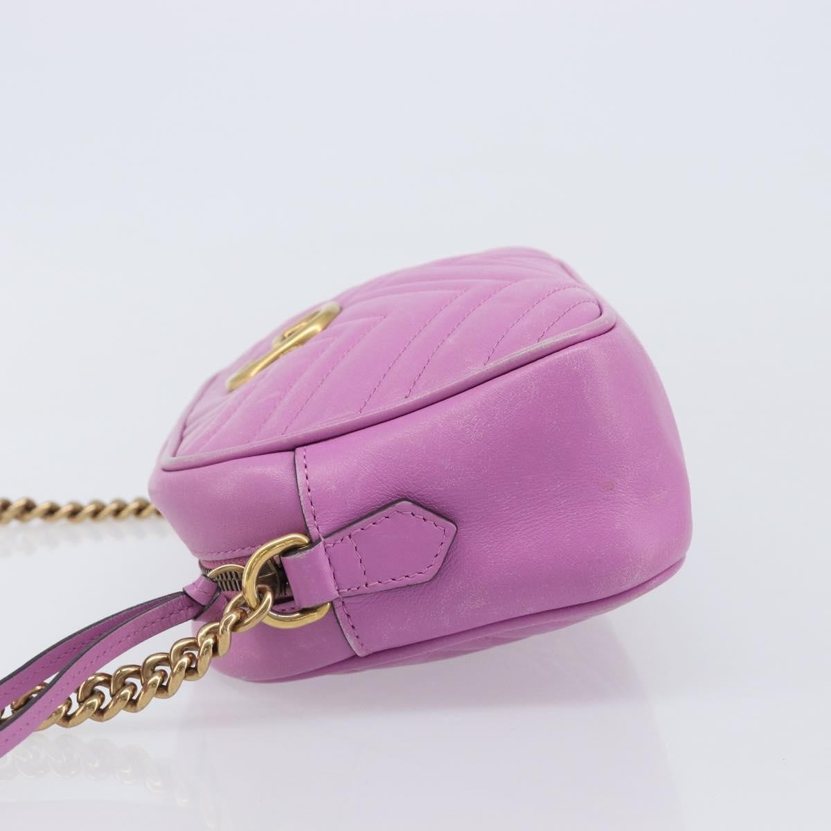 Gucci Gg Marmont Chain Matelasse Leather Pink Leather Crossbody Bag Bag (Pre-Owned)