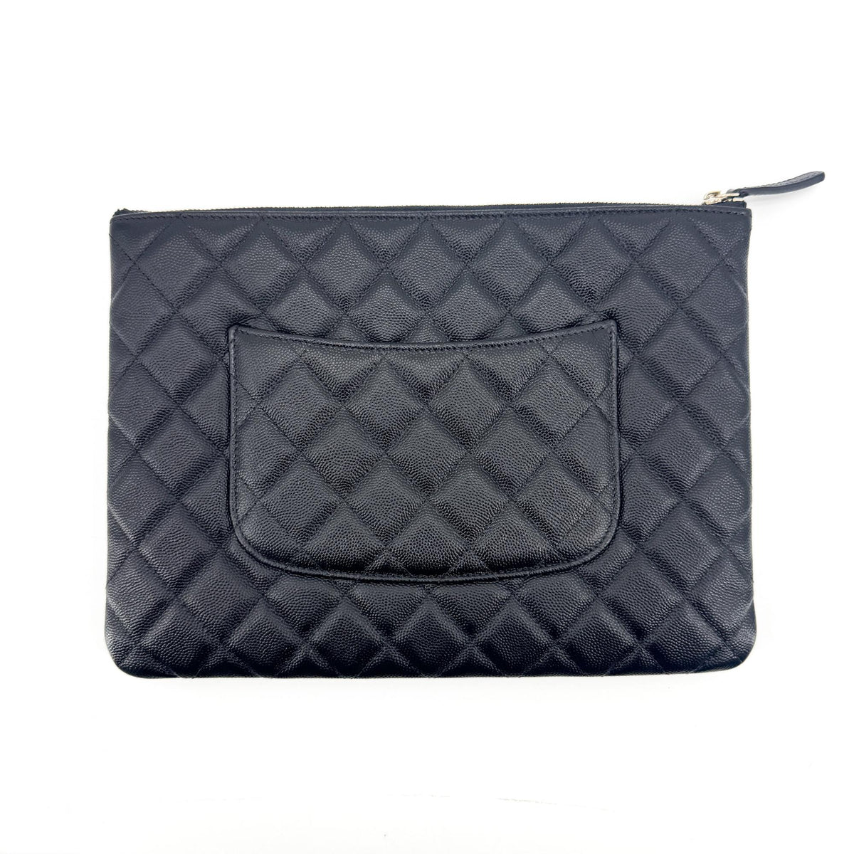 Chanel O Case Clutch Quilted Caviar Black Leather Clutche & Pouche Bag (Pre-Owned)