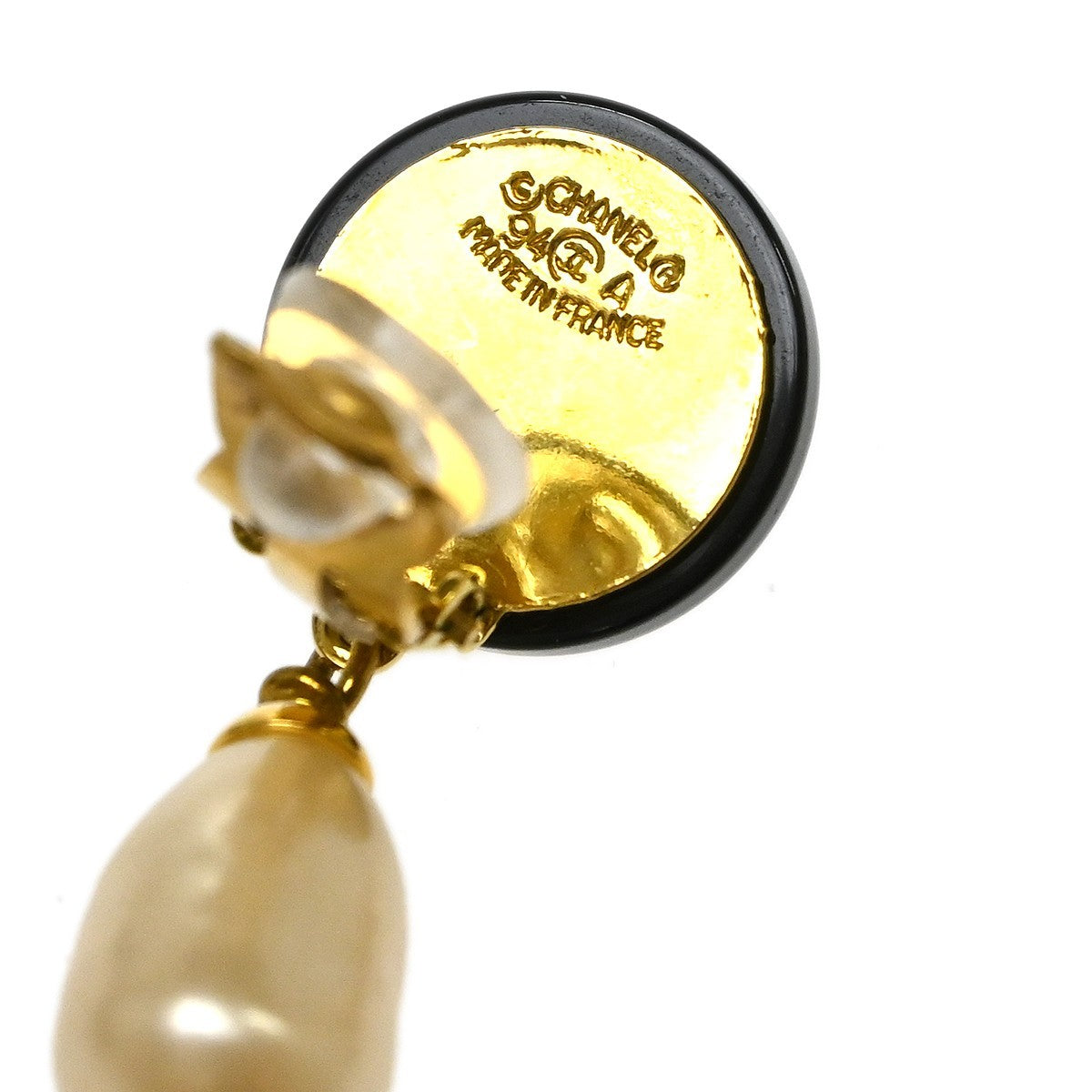 Chanel Cc Pearl Drop Faux Pearl And Metal Gold Gold_Plated Earrings Jewelry (Pre-Owned)