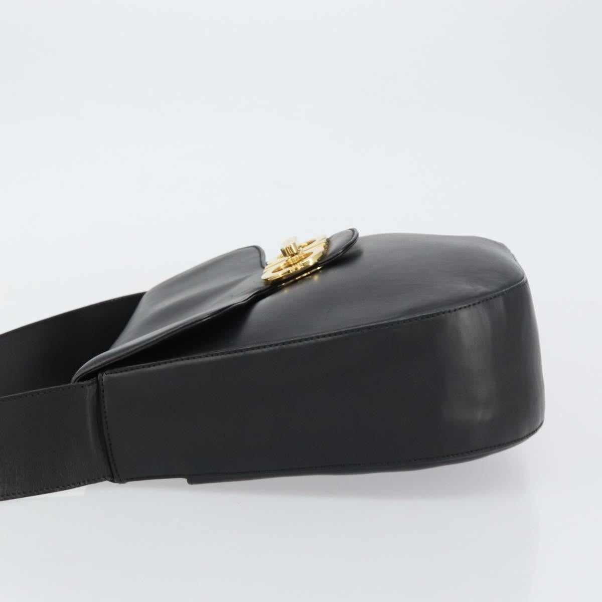 Salvatore Ferragamo Gancini Leather Black Leather Shoulder Bag Bag (Pre-Owned)