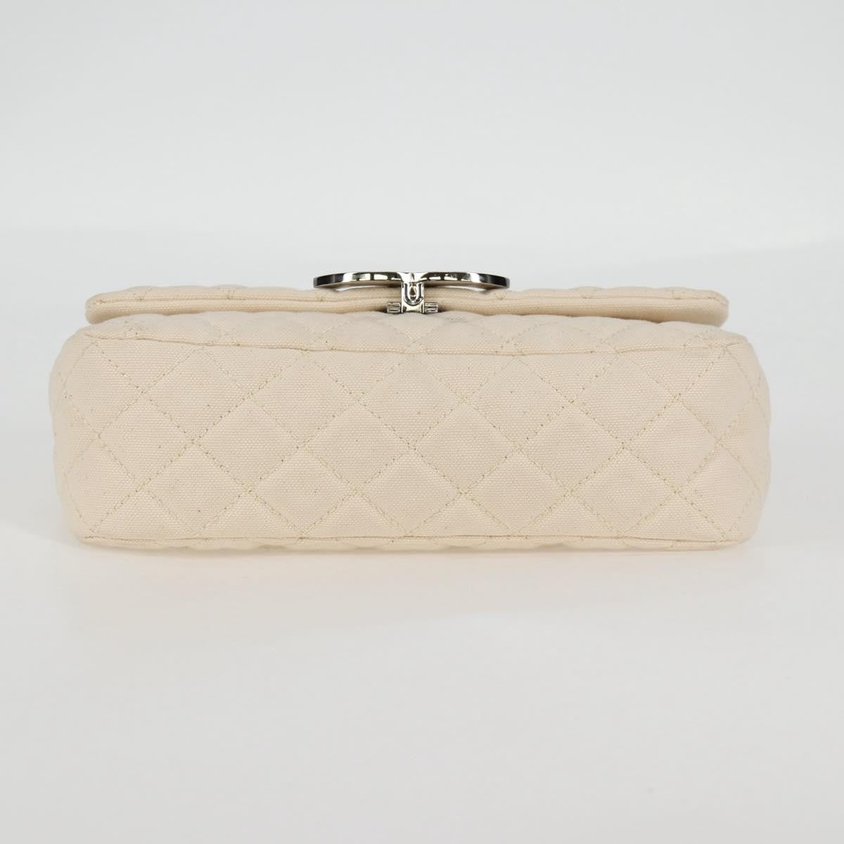 Chanel Cruise Flap Quilted Canvas White Canvas Handbag (Pre-Owned)