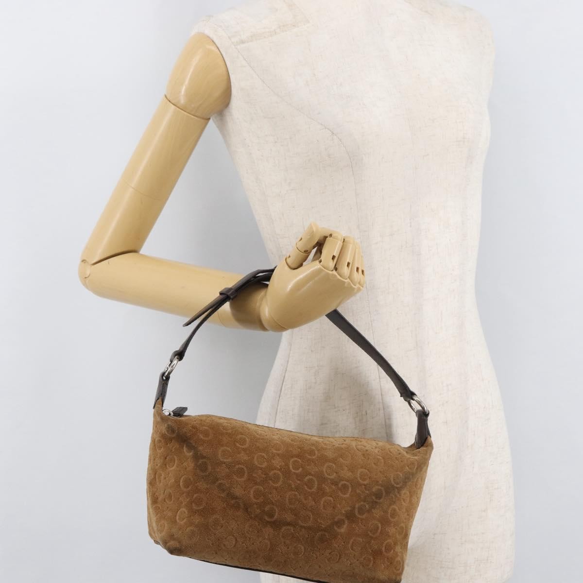Celine C Macadam Suede Brown Suede Handbag (Pre-Owned)