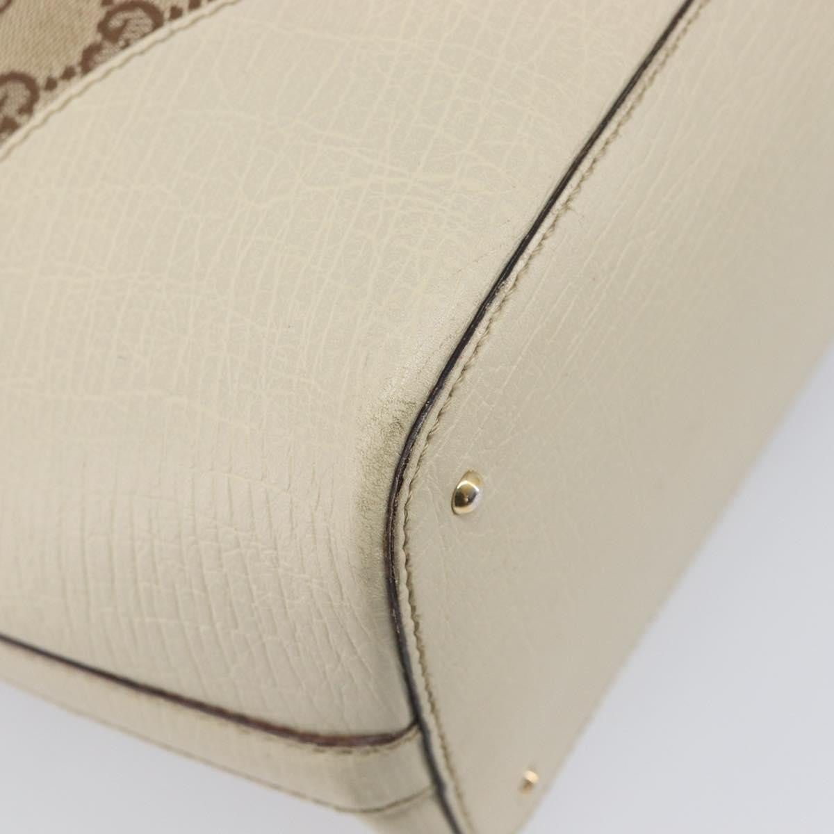 Gucci Horsebit Handle Gg Canvas Beige Canvas Tote Bag Bag (Pre-Owned)