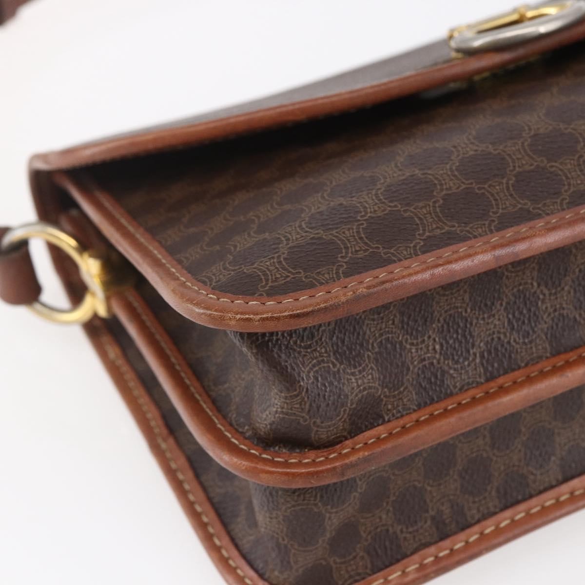 Celine Flap Shoulder Canvas Brown Canvas Shoulder Bag Bag (Pre-Owned)