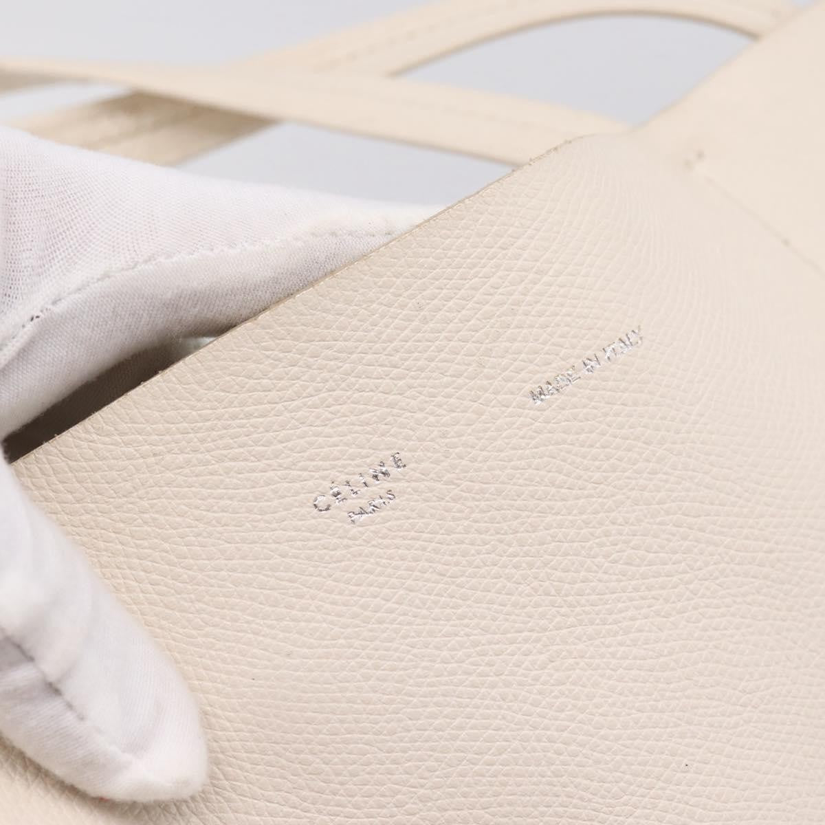 Celine Cabas Leather White Leather Tote Bag Bag (Pre-Owned)