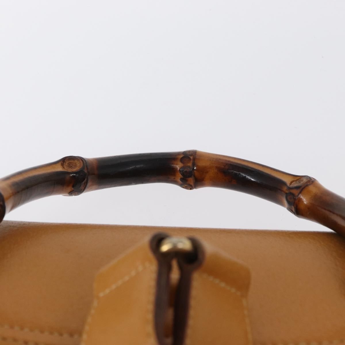 Gucci Vintage Bamboo Leather Brown Leather Backpack Bag (Pre-Owned)