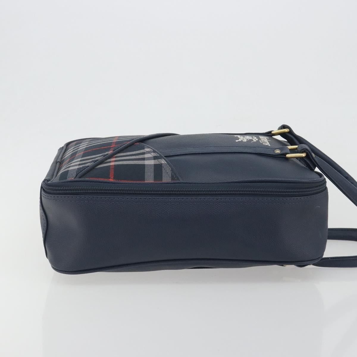 Burberry Nova Check Nova Check Canvas And Leather Navy Leather Handbag (Pre-Owned)