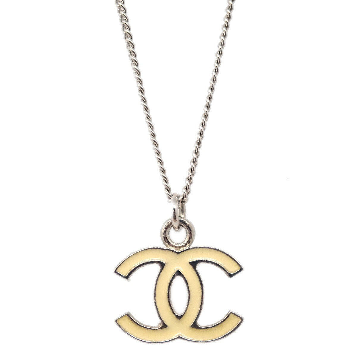 Chanel Cc Logo Pendant Metal Silver Silver_Plated Necklace Jewelry (Pre-Owned)