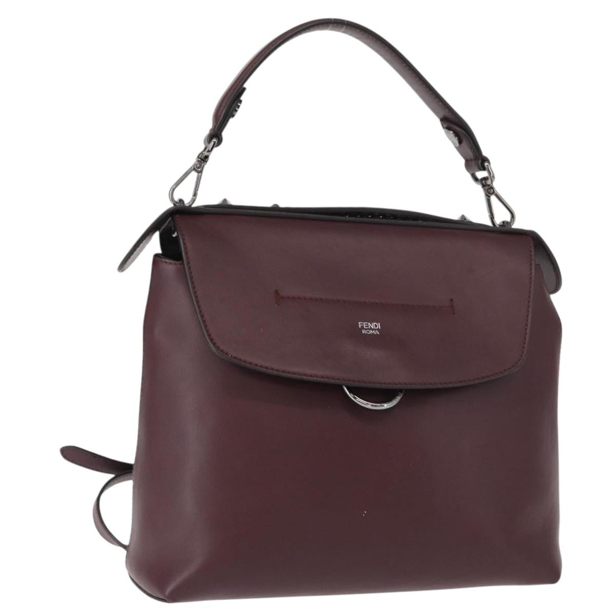 Fendi Back To School Leather Burgundy Leather Backpack Bag (Pre-Owned)