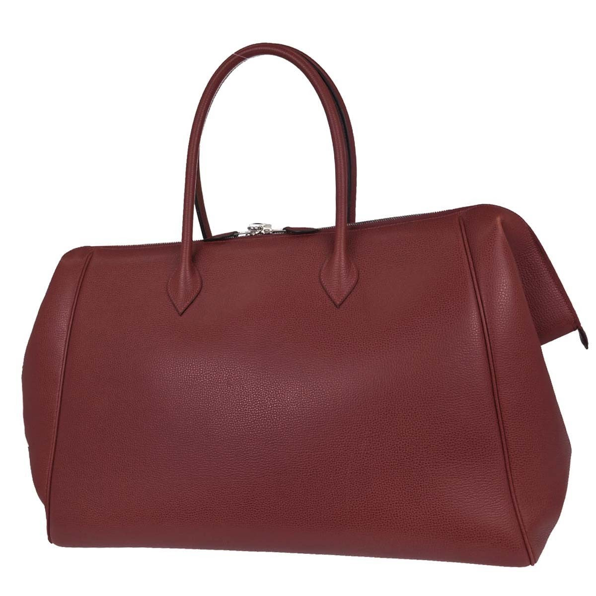 Hermes Paris-Bombay Vache Liegee Burgundy Leather Handbag (Pre-Owned)